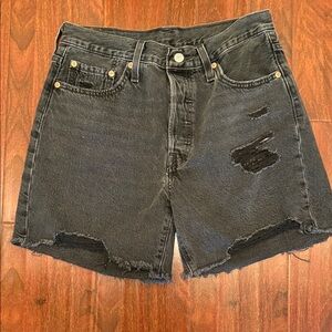 Levi's Black Distressed Jean Shorts